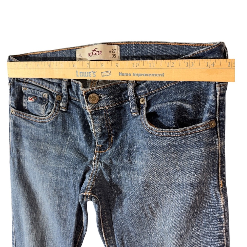 Hollister So Cal Stretch Jeans Women 5L W27 L35 Blue Denim Low Rise Bootcut - Picture 6 of 14